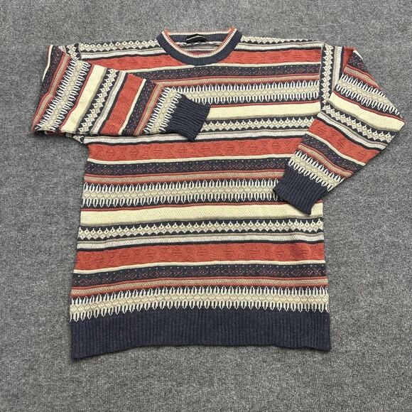 Vintage Neiman Marcus Sweater Men's S Shetland Wool Fair Isle Striped Grandpa - Picture 1 of 6